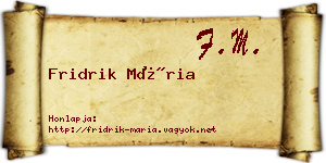 Fridrik Mária névjegykártya